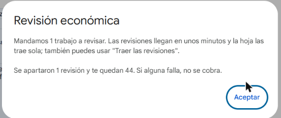 Aviso: Mandamos 1 trabajo a revisar