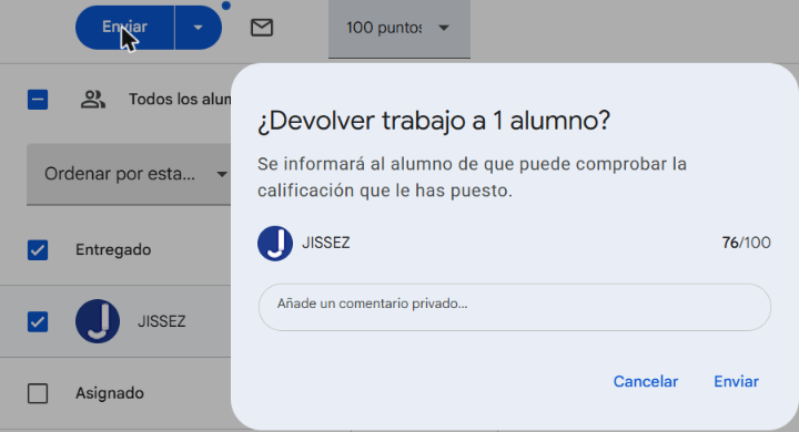 Devolver trabajo en Classroom